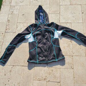 Harley Davidson Women's Full-Zip Hoodie Jacket Sz S Black & White Nylon/Spandex